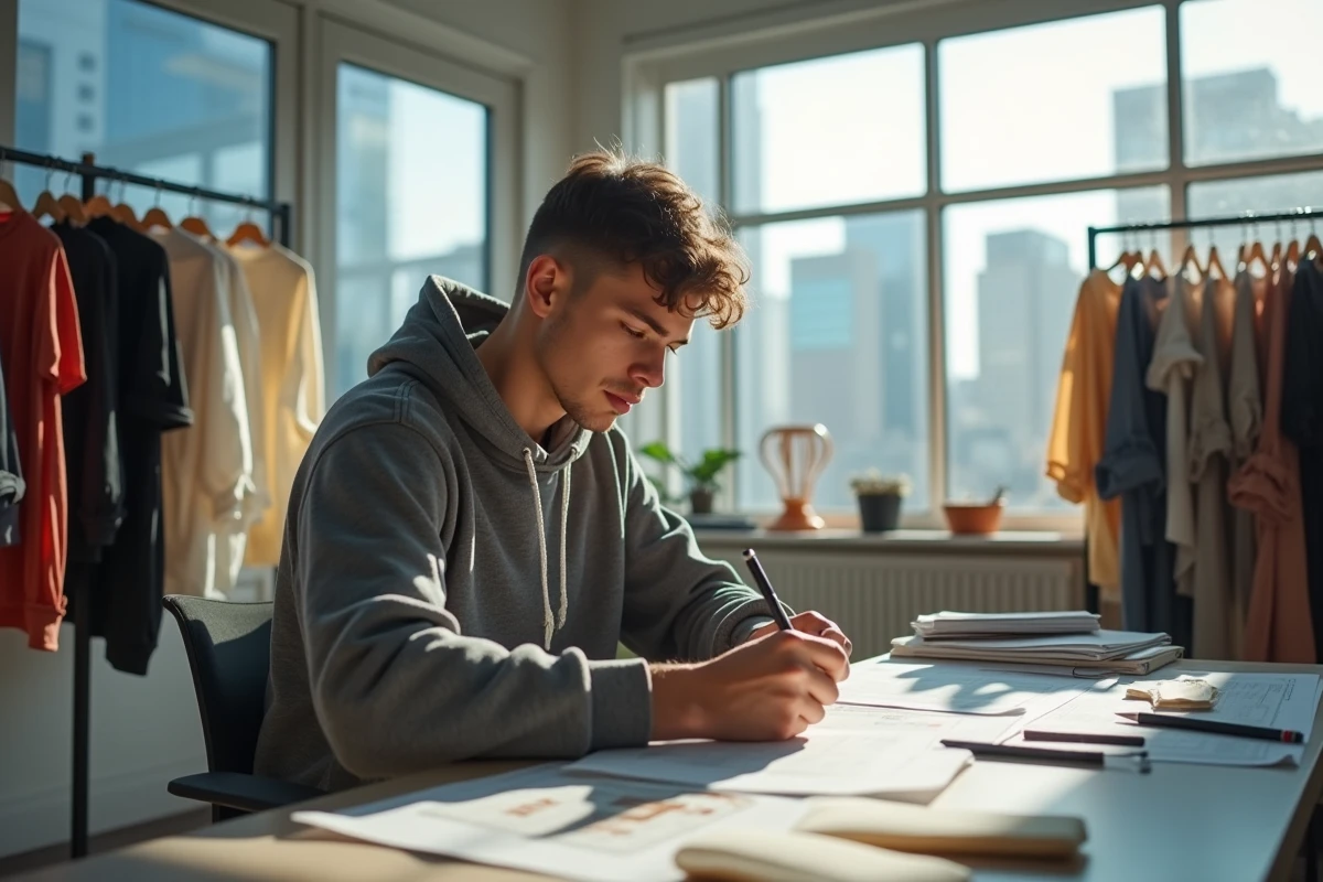 Jeune designer en streetwear dans un studio créatif