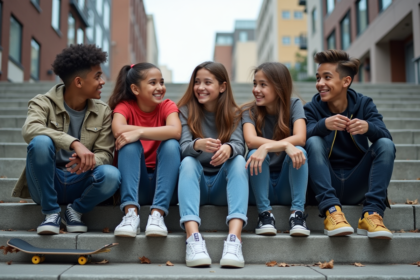 Groupe de jeunes en streetwear dans la ville